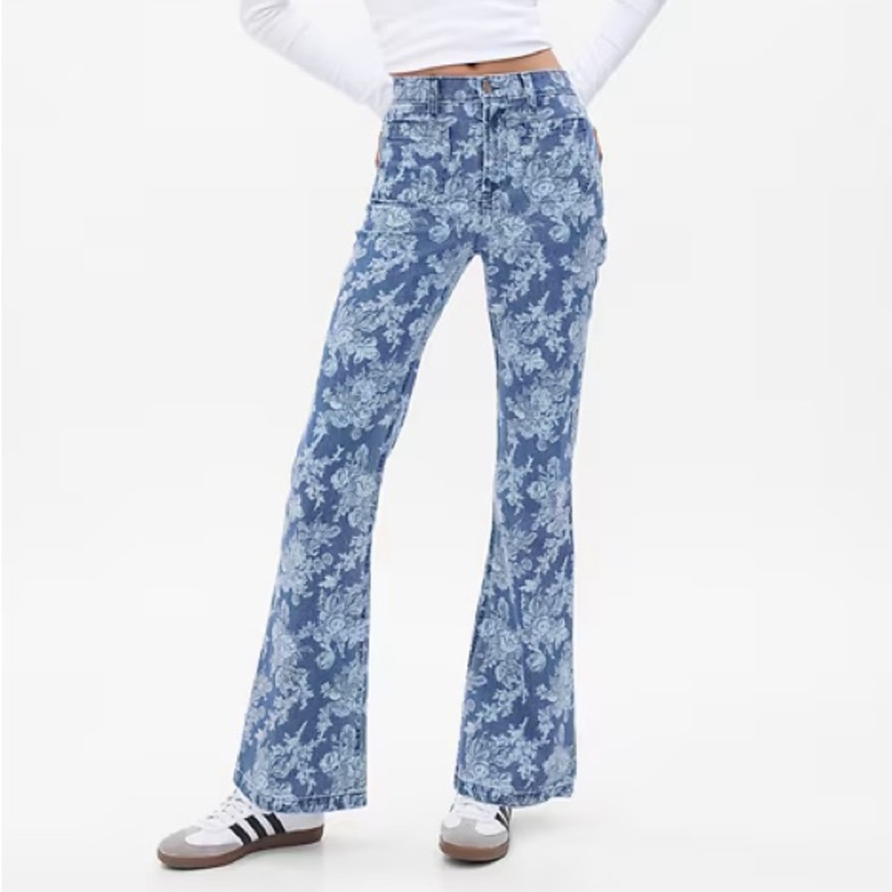 Gap x LoveShackFancy High Rise Floral ‘70s Flare Jeans (26)